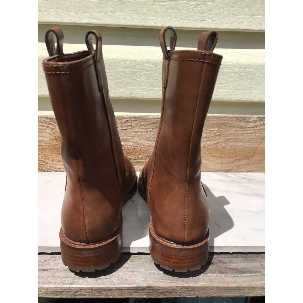 Ralph Lauren Evelynn Brown Short Slip On Logo Leather Boots Women's 8 39 - Picture 5 of 13